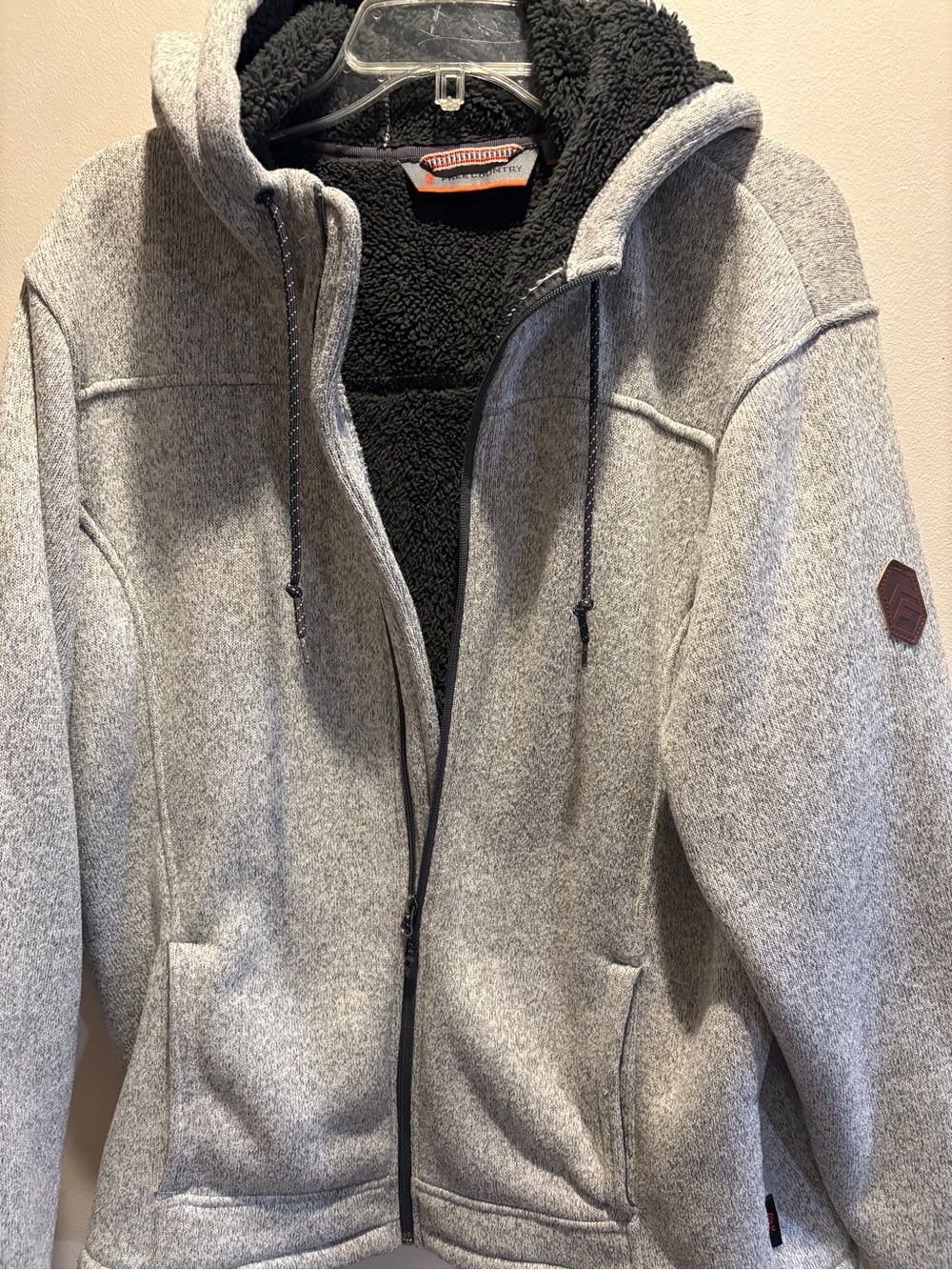 Free Country Gray Hooded Jacket with Black Sherpa Lining